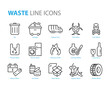 set of waste icons, such as garbage, recycle, pastic, glass
