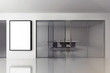 © Magnetu - Empty modern meeting room with poster on the wall. Advertise board for office. Mock up, 3D render.