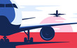 Flat style vector illustration of the airliner at the airport