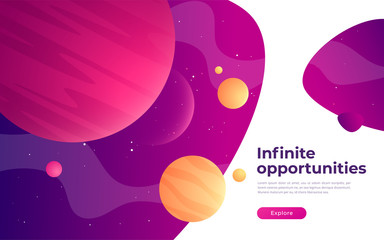 Wall Mural - landing page template on the topic of space, exploring, technologies, virtual and augmented reality.