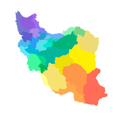  Vector isolated illustration of simplified administrative map of Iran. Borders of the provinces. Multi colored silhouettes