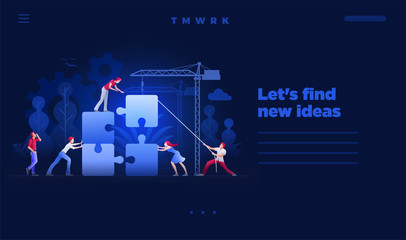 business teamwork concept vector web site page template