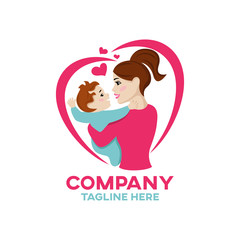 Poster - Modern happiness mother and child logo