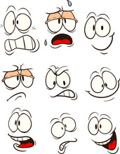 Cartoon Faces With Different Expressions Clip Art. Vector Illustration. Each On A Separate Layer. 
