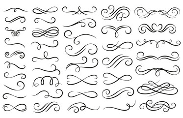 swirl ornament stroke. ornamental curls, swirls divider and filigree ornaments vector illustration s