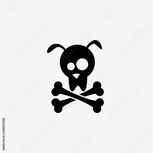 Cuadros en Lienzo Dog skull and crossbones - vector illustration - Vector