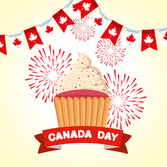 Sticker - canada party banner with muffin and ribbon