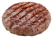 Grilled Hamburger Meat Isolated On White Background, Clipping Path, Full Depth Of Field