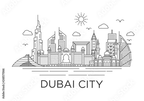 Fotomural dubai city skyline background with iconic concept use for background banner and