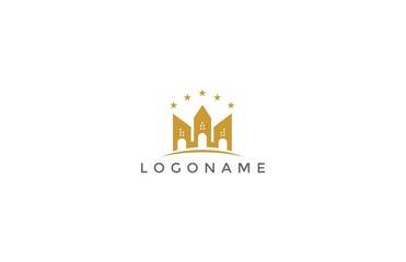 Real estate logo vector with gold crown