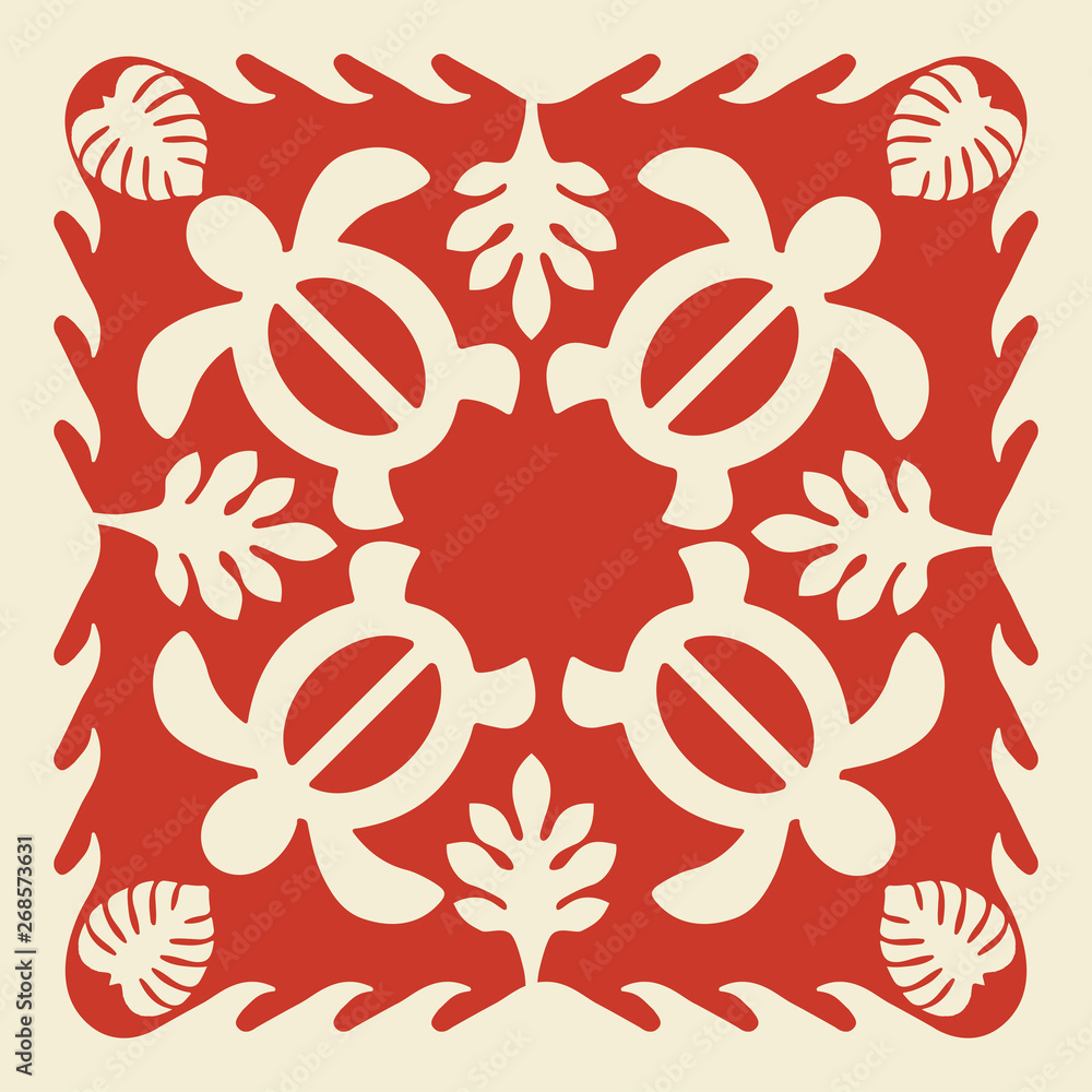 Hawaiian quilt illustration (red), leaves, turtle, background, fabric, textile, summer image Stock Vector | Adobe Stock hawaiian-quilt-illustration-red-leaves-turtle-background-fabric-textile-summer-image-stock-vector-adobe-stock