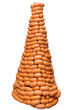 © salomonus_ - Pyramid of sausages. A large bunch of wieners on a white isolated background