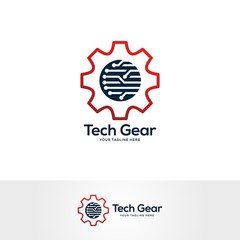 Wall Mural - gear logo design concept, service logo design template, tech logo design