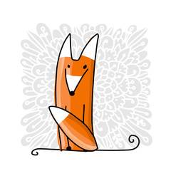 Poster - Cute red fox, sketch for your design