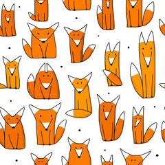 Poster - Funny foxes, seamless pattern for your design