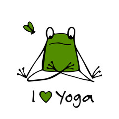 Poster - Funny yoga frog, sketch for your design