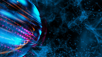 Wall Mural - Cyber space world business technology, globe in digital cyber space present future connection trading investment digital money. Business organization of digital currency investment 3d rendering