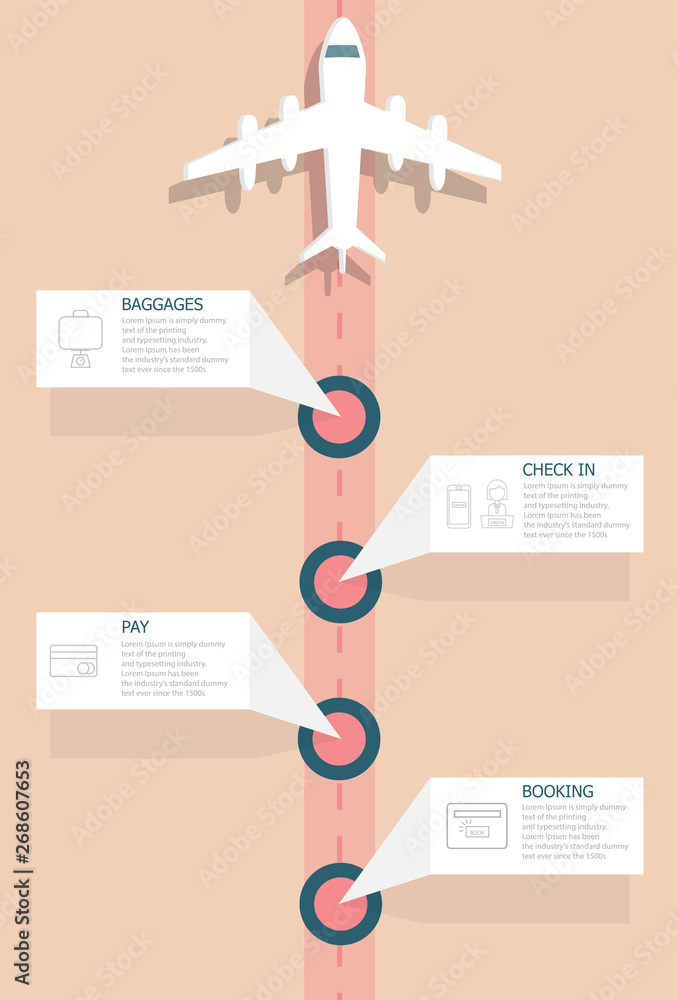 Pilot Timeline Example Graphs airplane flights information vertical timeline infographics Stock ...