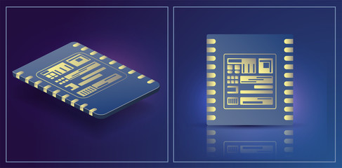 Poster - eSIM card chip sign. Embedded eSIM concept. SIM Embedded eSIM card icon symbol concept. new chip mobile cellular communication technology..  vector illustration