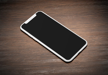Wall Mural - white modern smartphone mockup on wood 3d rendering