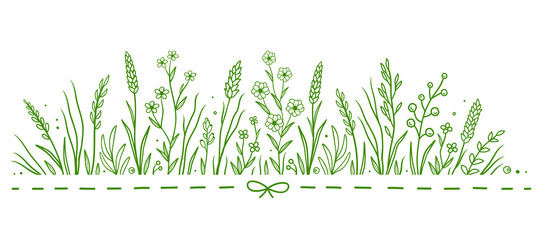 Wall Mural - green art pattern with herbs and flowers