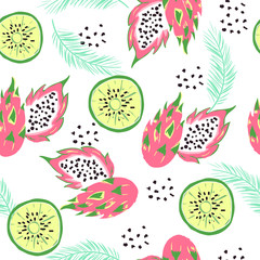 Wall Mural - Seamless pattern with doodle style fruits