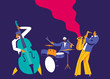 Jazz musicians trio. Modern flat colors illustration.