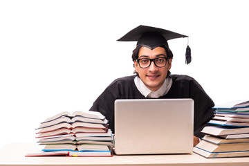 Young handsome student isolated on white 