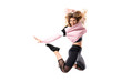 © luismolinero - Urban Ballerina dancing over isolated white background and jumping
