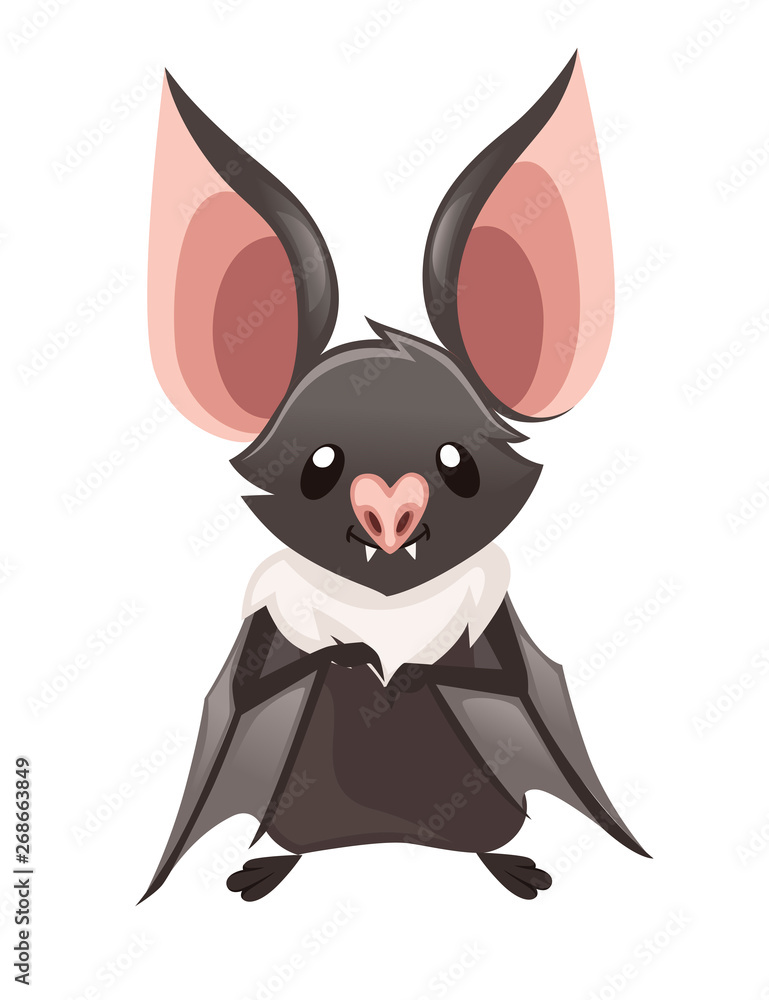Cartoon bat. Cute vampire bat, flying mammal. Flat vector illustration ...