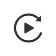 Video play button like simple replay icon isolated. Flat design. Vector Illustration