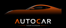 Orange Sport Car Logo Abstract Lines On Black Background. Vector Illustration