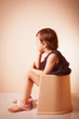 Potty Training. Little cute child girl sitting on a toilet.