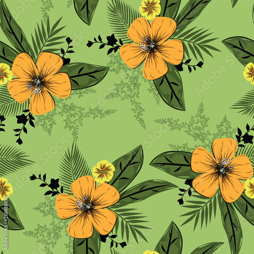 beautiful flower branches with leaf seamless pattern design
