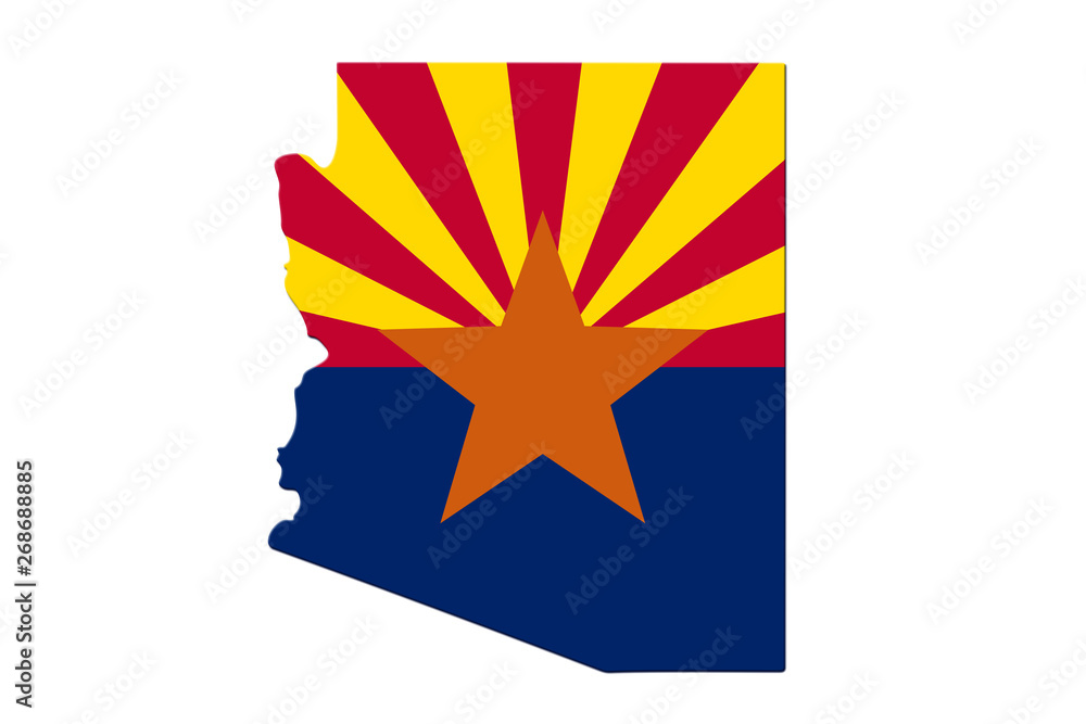 Map of Arizona in the Arizona flag colors - obrazy, fototapety, plakaty 