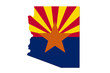 Map of Arizona in the Arizona flag colors