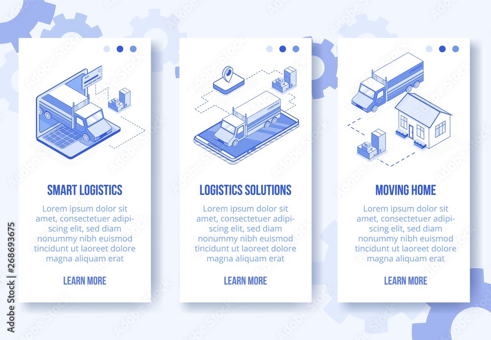 Digital isometric design concept set-online logistics,moving home ...
