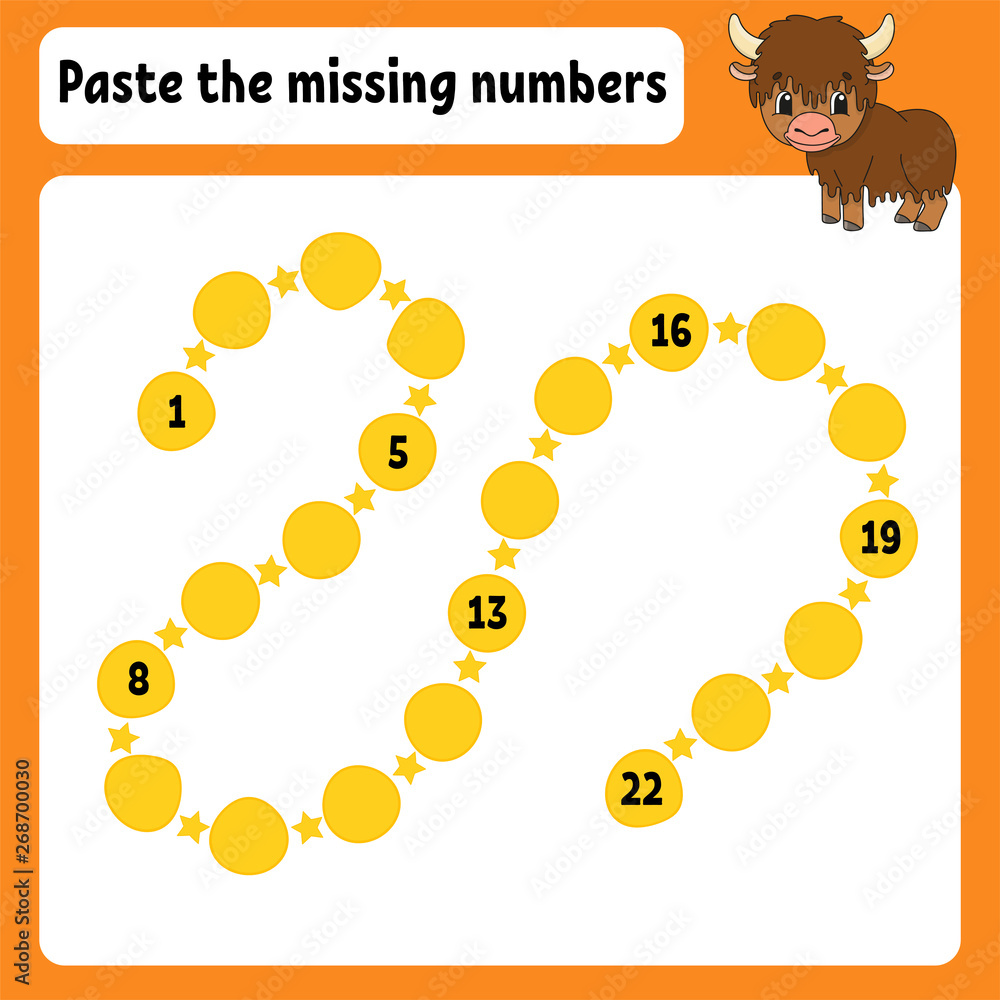 Catoonic Missing Numbers Paste the missing numbers. Handwriting practice. Learning numbers for ...