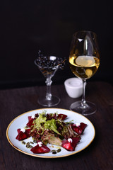 Canvas Print - salad with beetroot, soft cheese and pumpkin seeds