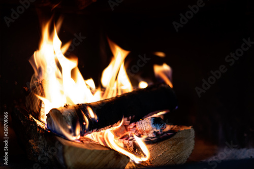 Romantic Fireplace With A Burning Fire Buy This Stock Photo And