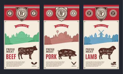 Canvas Print - Vector meat labels