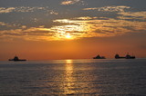 Fototapeta Morze - The beautiful sunset natural sea landscape