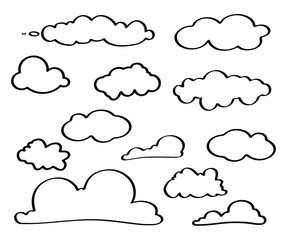 Aufkleber - Cloud Icon. Clouds line art icon. Set of different sky in line or outline