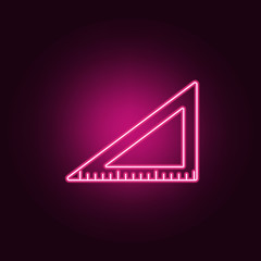 Sticker - angled ruler neon icon. Elements of Measure set. Simple icon for websites, web design, mobile app, info graphics