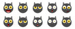 © Denis Sined - Set smiley cat emotion icons. Cute kitten character, graphic design template, collection app symbols, vector illustration