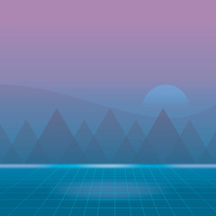 Wall Mural - neon landscape background