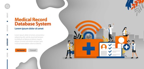 Medical Record database system, wifi internet to help record patient's disease history .vector illustration concept can be use for landing page, template, ui, web, mobile app, poster, banner, website