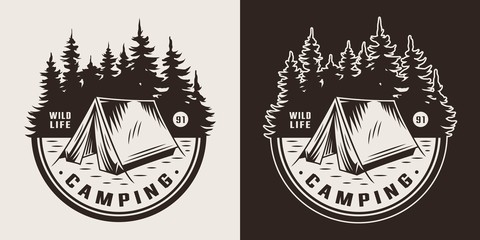 Wall Mural - vintage summer camping emblem