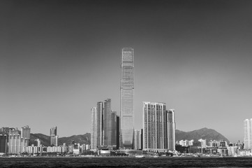  Skyline and harbor of Hong Kong city