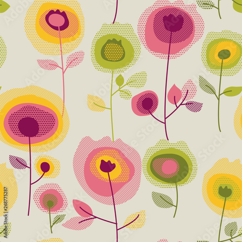 Retro flowers vector seamle...